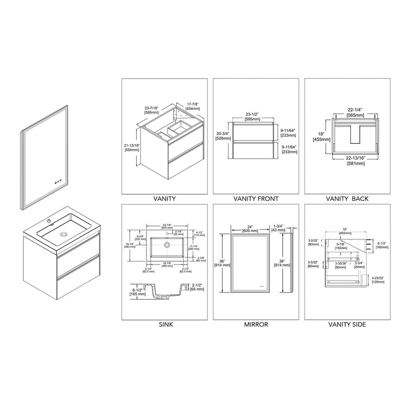 Blossom Berlin – 24 Inch Vanity – Glossy White & Glossy Grey - V8019 24 01 - Backyard Provider