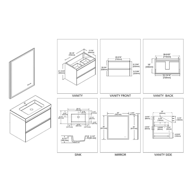 Blossom Berlin – 30 Inch Vanity – Glossy White & Glossy Grey - V8019 30 01 - Backyard Provider