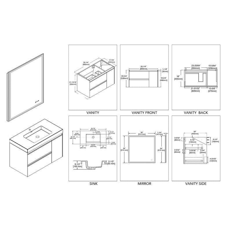 Blossom Berlin – 36 Inch Vanity – Glossy White & Glossy Grey - V8019 36 01 - Backyard Provider