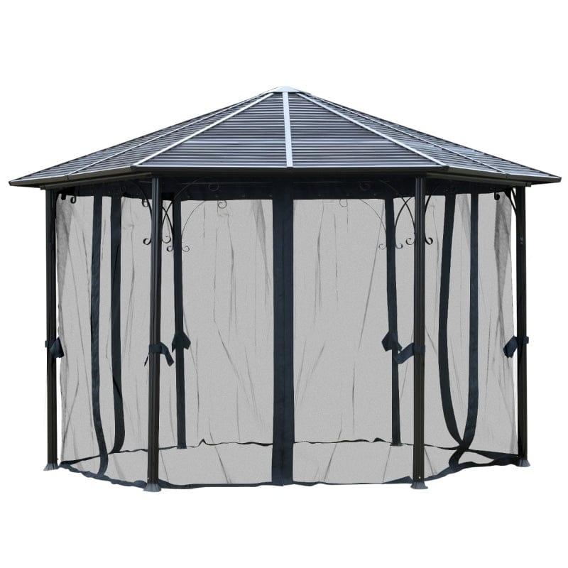 Outsunny 13 x 13 Hardtop Hexagonal Gazebo Canopy - 84C-256