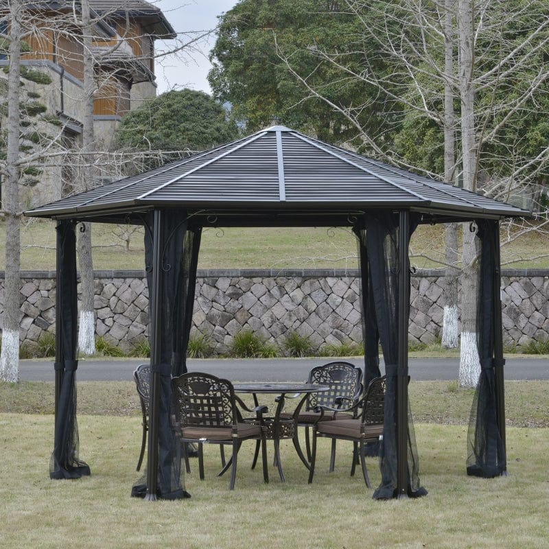 Outsunny 13 x 13 Hardtop Hexagonal Gazebo Canopy - 84C-256