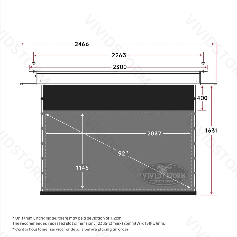 VIVIDSTORM PHANTOM Recessed In-Ceiling Motorized Tension UST ALR Projector Screen