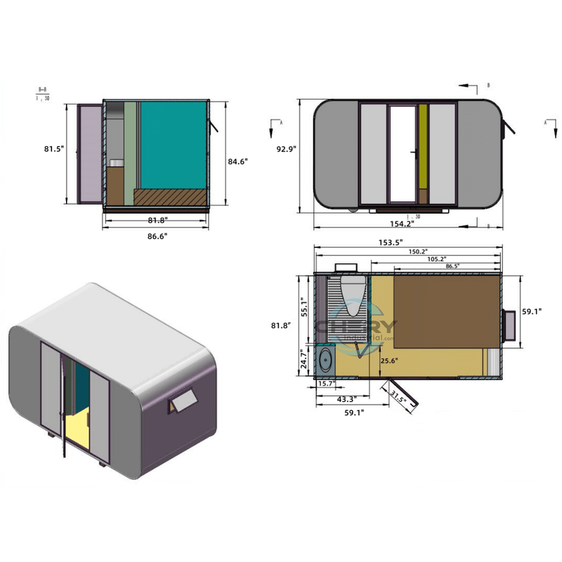 Modern Office Outdoor Living and Working Tiny House 13ft SUIPB3930MM