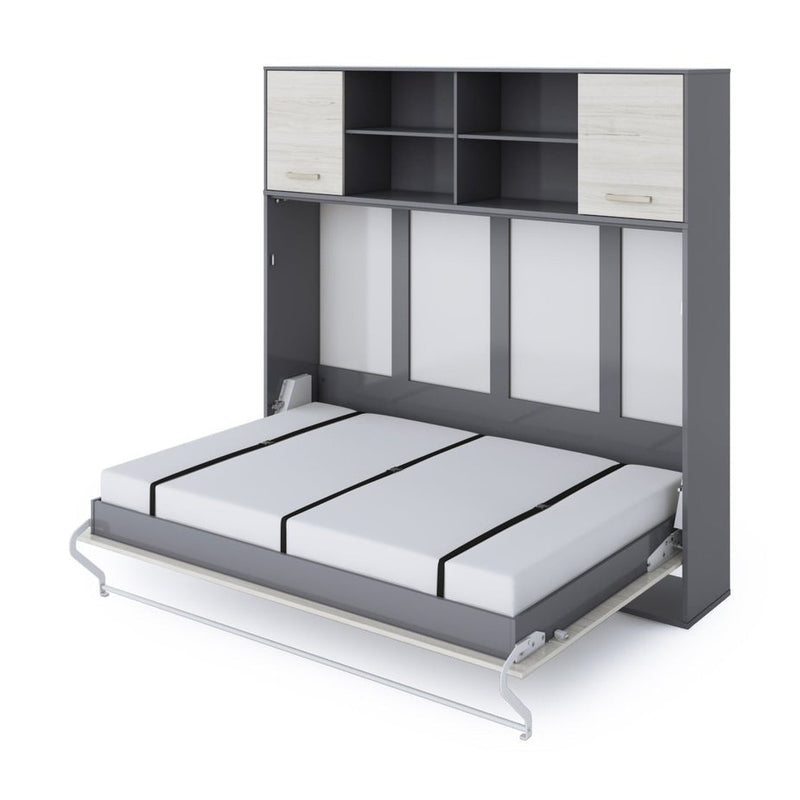 Maxima House Invento Horizontal Wall Bed, European Full Size with a cabinet on top - IN120H-12W - Backyard Provider