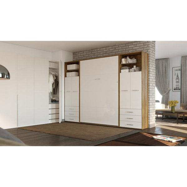 Maxima House Invento Vertical Wall Bed, European Twin Size with 2 cabinets - IN90V-10W - Backyard Provider