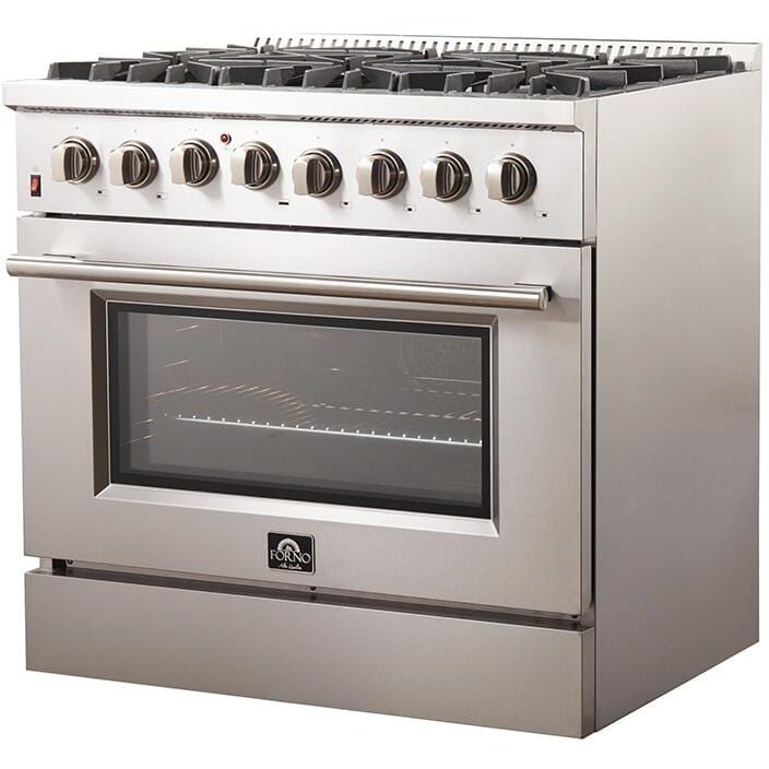 Forno 36″ Galiano Gas Burner / Electric Oven in Stainless Steel 6 Italian Burners, FFSGS6156-36