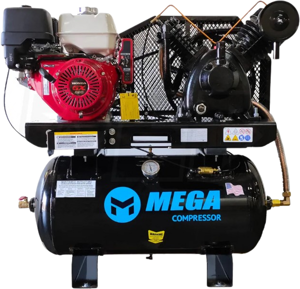 Mega Compressor Air Compressor 13 HP 30 Gallon Honda GX390 Engine Electric Start New MP-13030GTUS