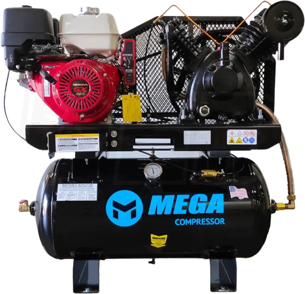 Mega Compressor Air Compressor 13 HP 30 Gallon Honda GX390 Engine Electric Start New MP-13030GTUS