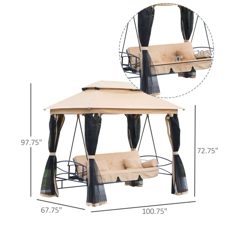 Outsunny 3 Person Patio Swing Chair, Gazebo Swing - 84A-056