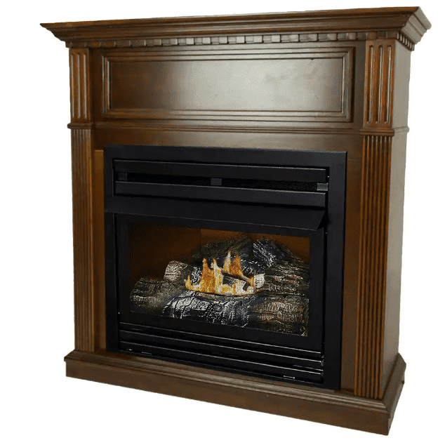 Pleasant Hearth 27,500 BTU 42 in. Convertible Ventless Propane Gas Fireplace in Cherry New