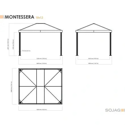 Sojag Gazebo Monteserra Gazebo 10x12 ft. - Light Grey