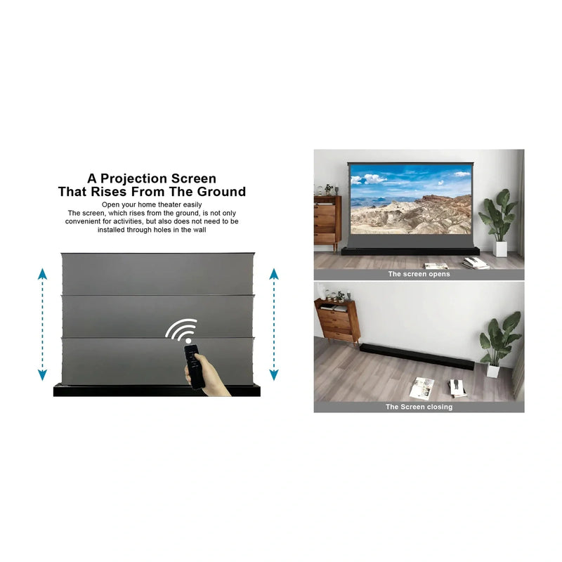 VIVIDSTORM S ALR Motorized Tension Floor Rising Obsidian Long Throw Projector Screen