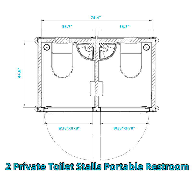 Bastone 2 Private Toilet Stalls Portable Restroom PM000121