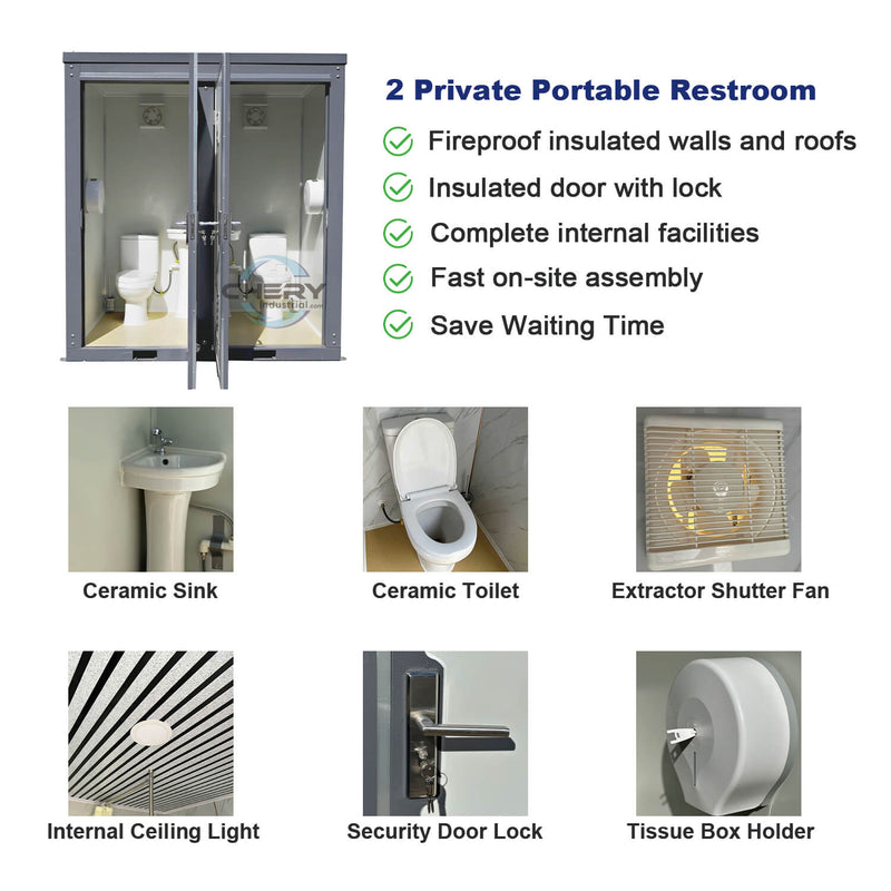 Bastone 2 Private Toilet Stalls Portable Restroom PM000121