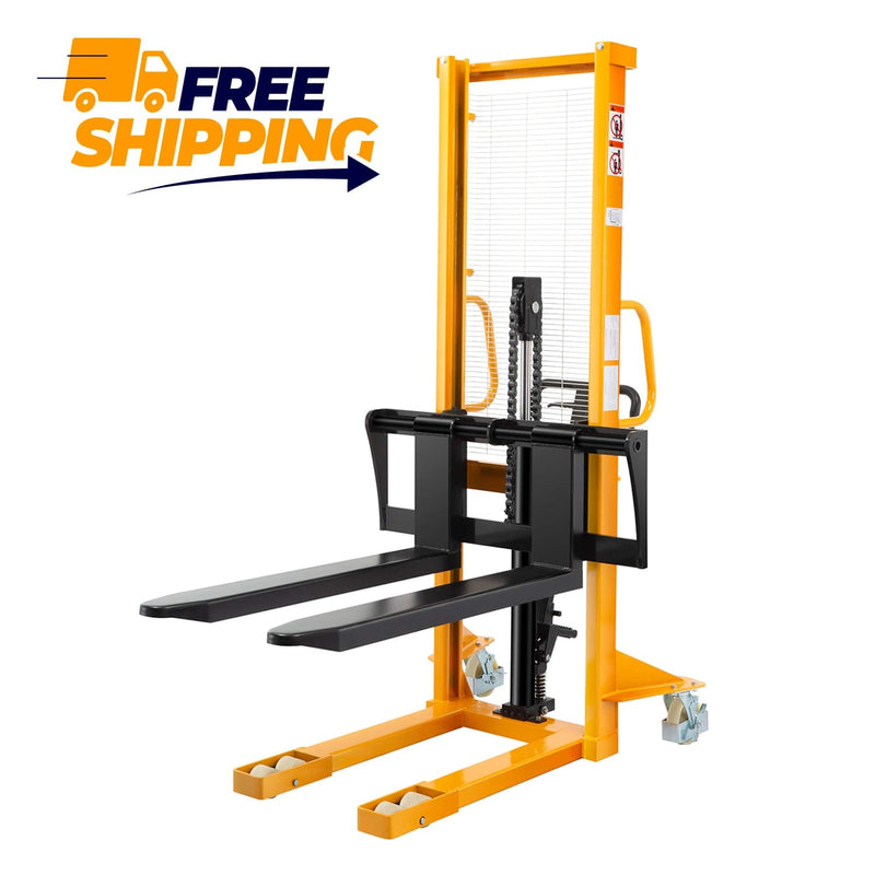 Apollolift Manual Hydraulic Stacker Pallet Stacker Adjustable Forks 2200lbs Cap. 63" Lift Height A-3003 - Backyard Provider