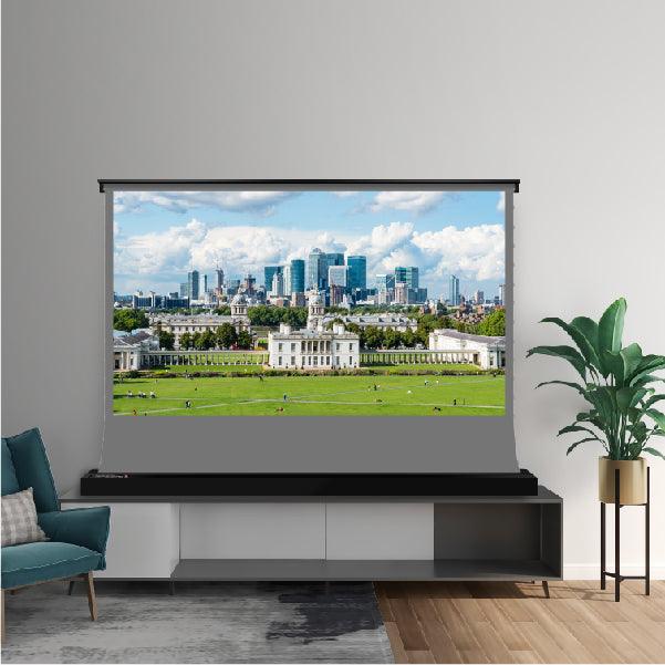 VIVIDSTORM S ALR Perforated Motorized Tension Floor Rising Obsidian Long Throw Projector Screen