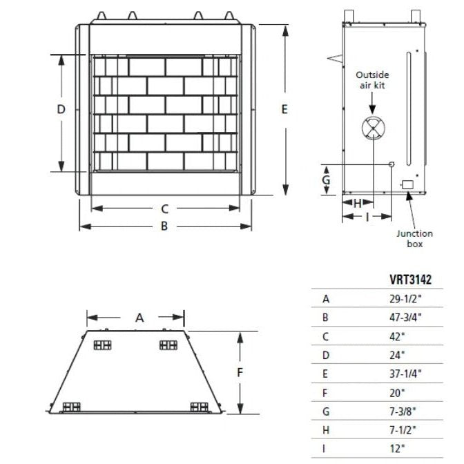 Superior 42" Firebox, 24" Tall Opening, Back Bay Brown Fiber Liners - VRT3142F - Backyard Provider