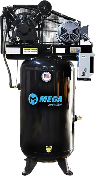 Mega Compressor Air Compressor with Mag Starter 3 Phase 80 Gallon 7.5 HP 175 PSI Electric Start New MP-7580VM3