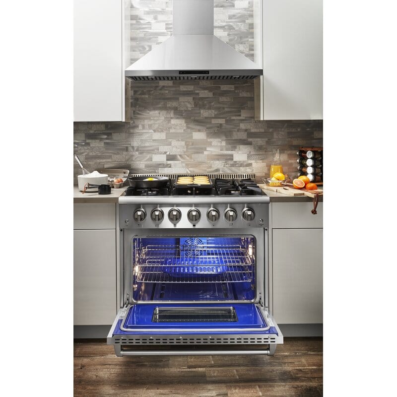 Thor Kitchen 36 in. Natural Gas Burner/Electric Oven Range in Stainless Steel - HRD3606U