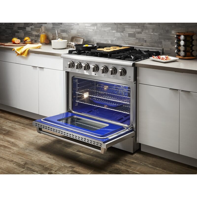 Thor Kitchen 36 in. Natural Gas Burner/Electric Oven Range in Stainless Steel - HRD3606U