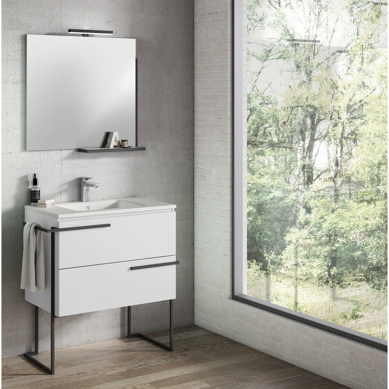 Lucena Bath Scala 40" Single Sink Vanity with Legs and Towel Bar in Abedul, White or Tera. - Backyard Provider