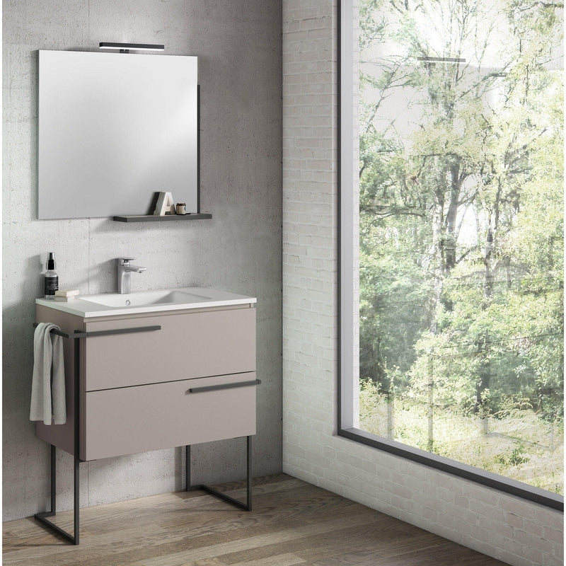 Lucena Bath Scala 40" Single Sink Vanity with Legs and Towel Bar in Abedul, White or Tera. - Backyard Provider