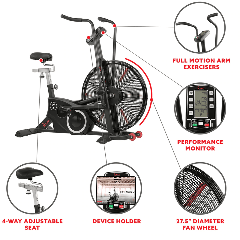 Sunny Health & Fitness Tornado LX Air Bike - Fan Bike