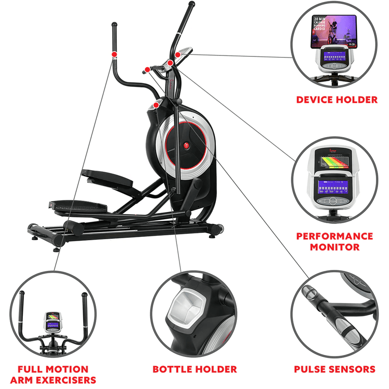 Sunny Health & Fitness Motorized Elliptical Machine Trainer