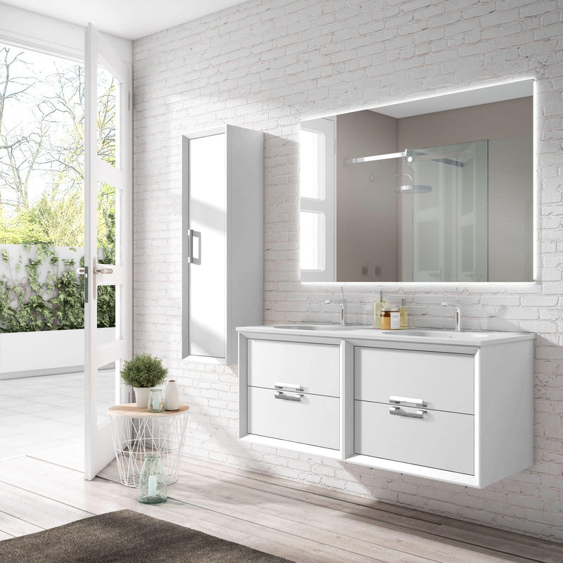 Lucena Bath 80" Décor Tirador Floating Double Vanities in White / Black / Grey / Silver - Backyard Provider