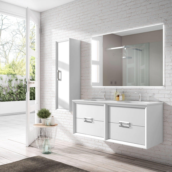 Lucena Bath 64" Décor Tirador Double Floating Vanities in White / Black / Grey / Silver - Backyard Provider