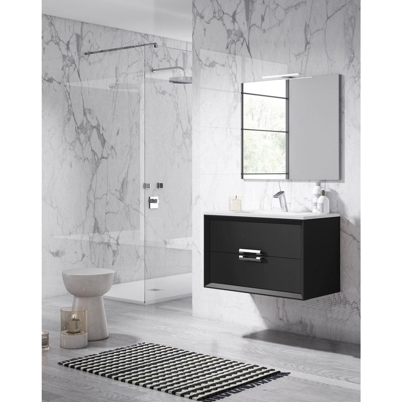 Lucena Bath 40" Décor Tirador Floating Vanity in White, Black, Gray or White and Silver. - Backyard Provider