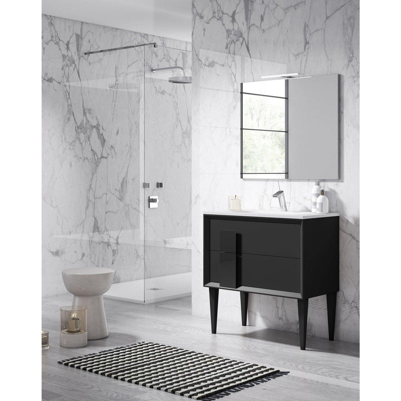 Lucena Bath 40" Décor Cristal Freestanding Vanity in White / Black / Grey and glass handle - Backyard Provider