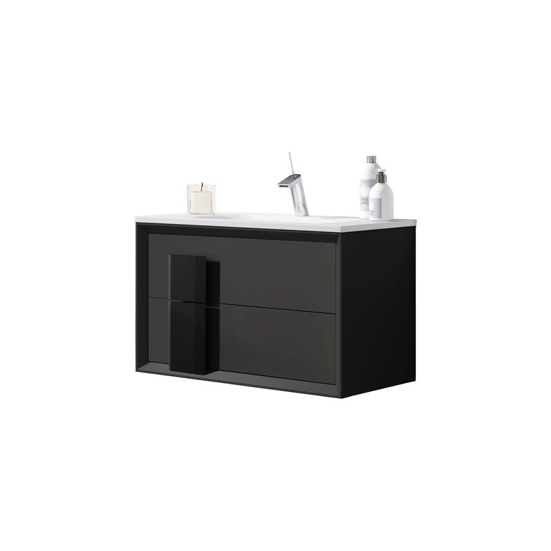 Lucena Bath 64" Décor Cristal Double Floating Vanity in White / Black / Grey - Backyard Provider