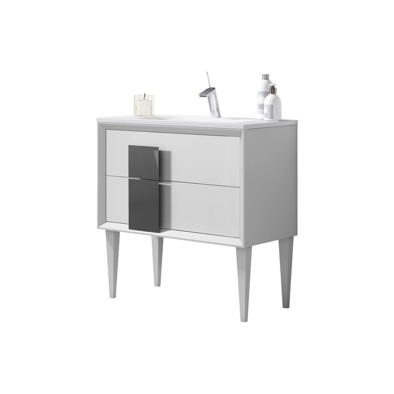 Lucena Bath 40" Décor Cristal Freestanding Vanity in White / Black / Grey and glass handle - Backyard Provider