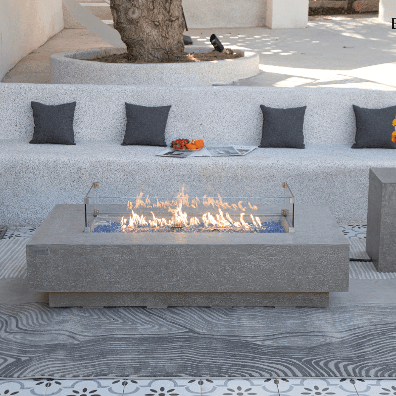 Elementi Plus - Riviera Rectangular Concrete Fire Pit Table - OFG415LG