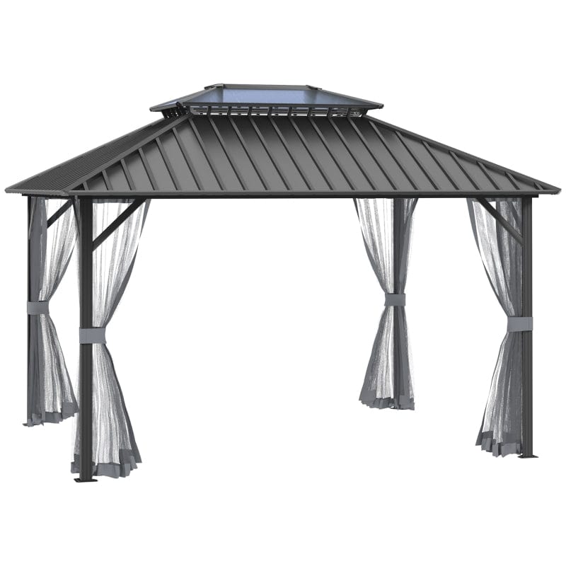 Outsunny 12'L x 9.8'W Steel Hardtop Patio Canopy - 84C-163BK