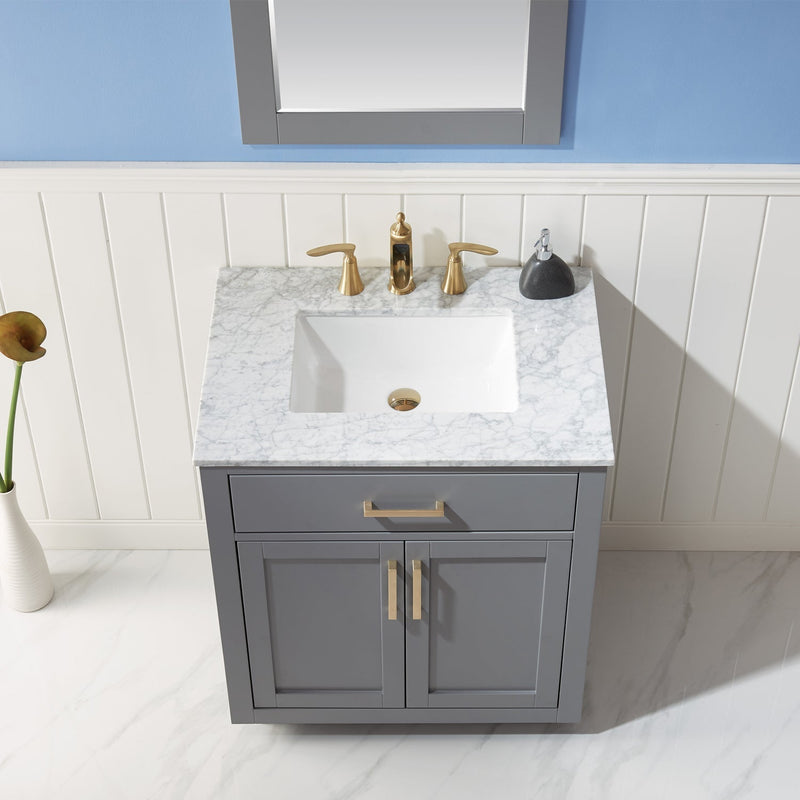 Altair Designs Ivy 30" Single Bathroom Vanity Set with Carrara White Marble Countertop - 531030-WH-CA-NM - Backyard Provider