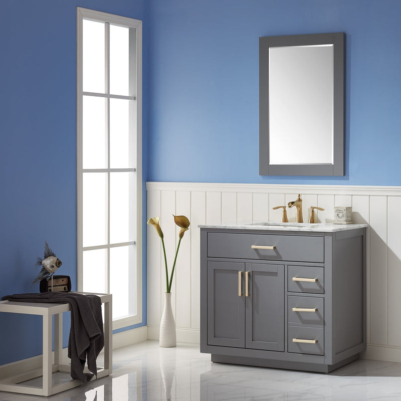 Altair Designs Ivy 36" Single Bathroom Vanity Set with Carrara White Marble Countertop - 531036-WH-CA-NM - Backyard Provider