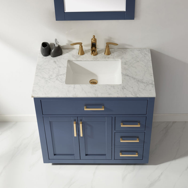 Altair Designs Ivy 36" Single Bathroom Vanity Set with Carrara White Marble Countertop - 531036-WH-CA-NM - Backyard Provider