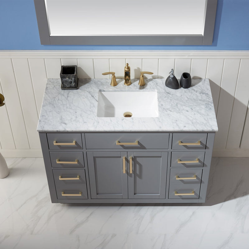 Altair Designs Ivy 48" Single Bathroom Vanity Set with Carrara White Marble Countertop - 531048-WH-CA-NM - Backyard Provider