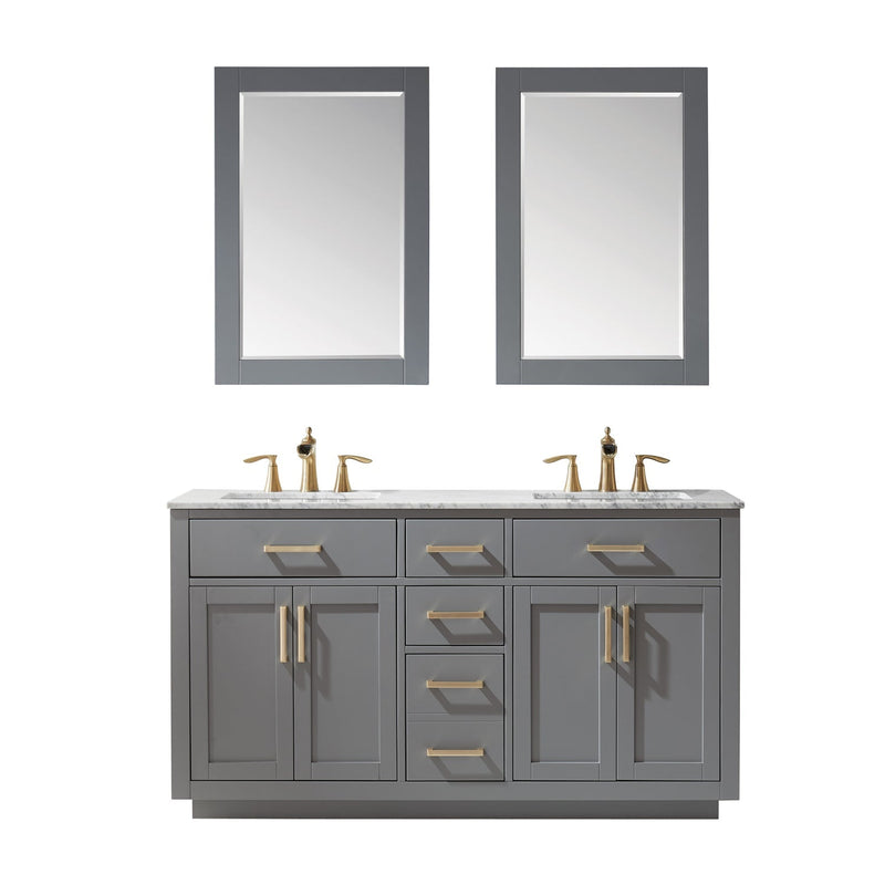 Altair Designs Ivy 60" Double Bathroom Vanity Set with Carrara White Marble Countertop - 531060-WH-CA-NM - Backyard Provider