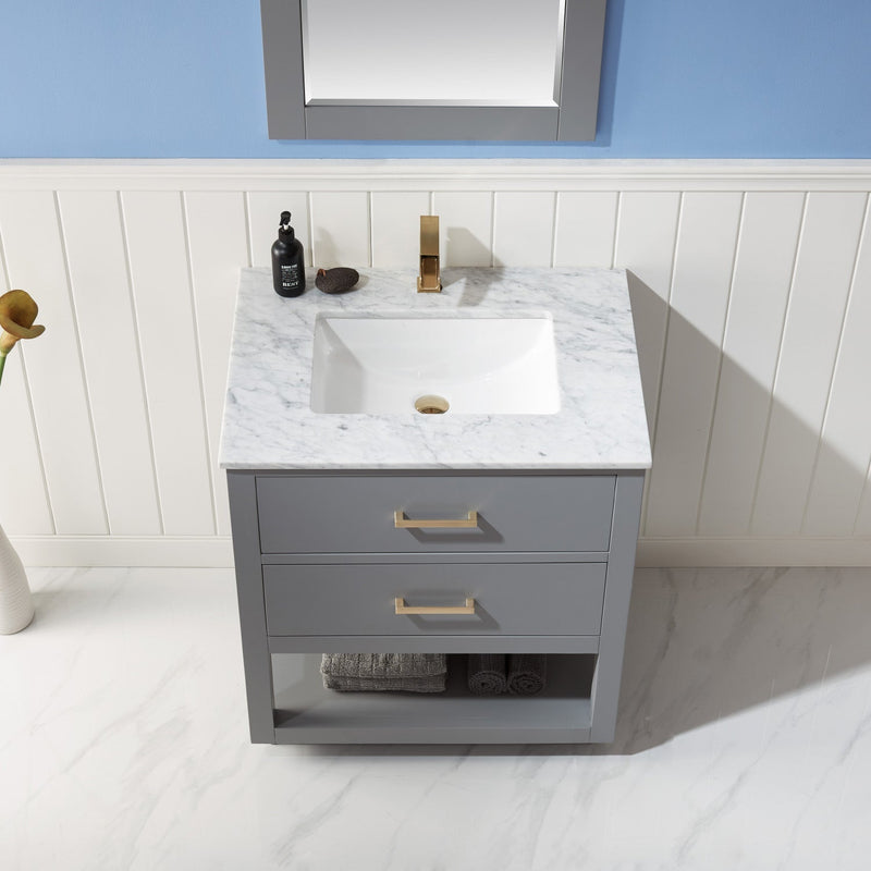 Altair Designs Remi 30" Single Bathroom Vanity Set with Marble Countertop - 532030-WH-CA-NM - Backyard Provider