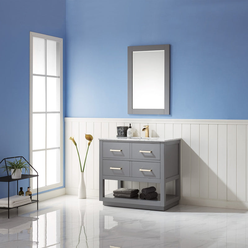 Altair Designs Remi 36" Single Bathroom Vanity Set in Marble Countertop - 532036-WH-CA-NM - Backyard Provider