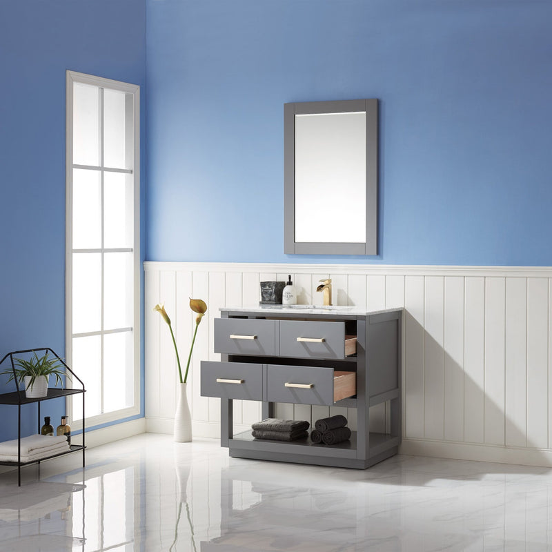 Altair Designs Remi 36" Single Bathroom Vanity Set in Marble Countertop - 532036-WH-CA-NM - Backyard Provider