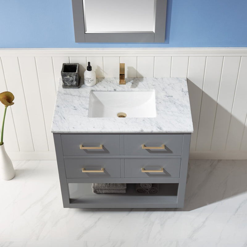 Altair Designs Remi 36" Single Bathroom Vanity Set in Marble Countertop - 532036-WH-CA-NM - Backyard Provider