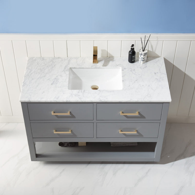 Altair Designs Remi 48" Single Bathroom Vanity Set with Marble Countertop - 532048-WH-CA-NM - Backyard Provider