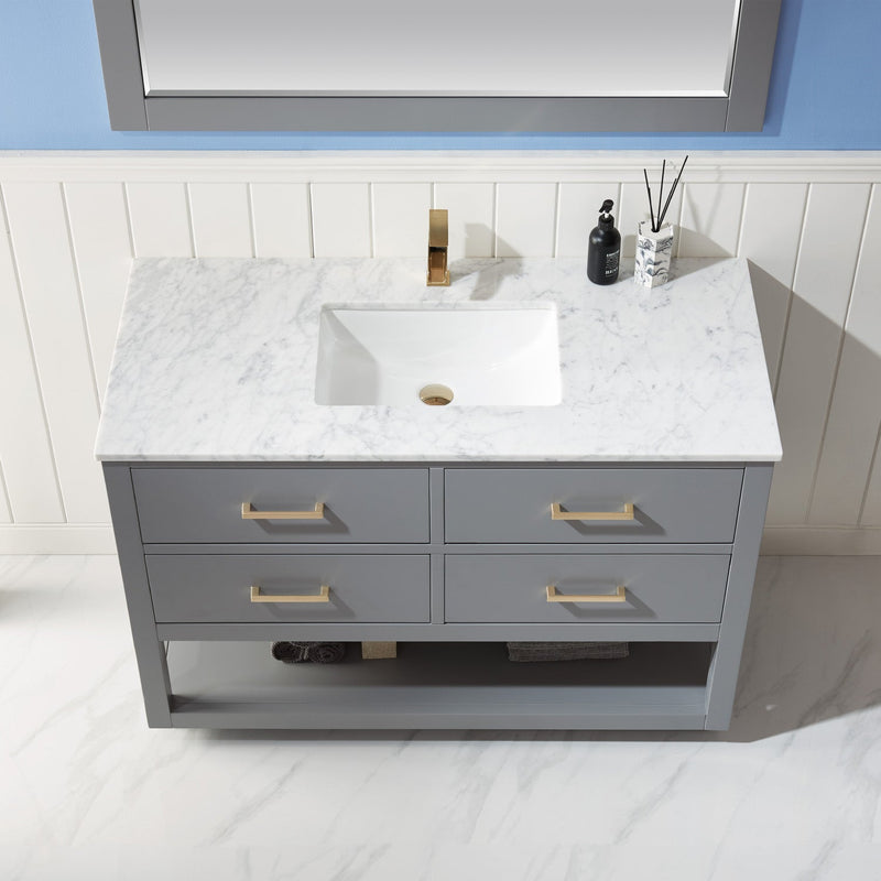 Altair Designs Remi 48" Single Bathroom Vanity Set with Marble Countertop - 532048-WH-CA-NM - Backyard Provider