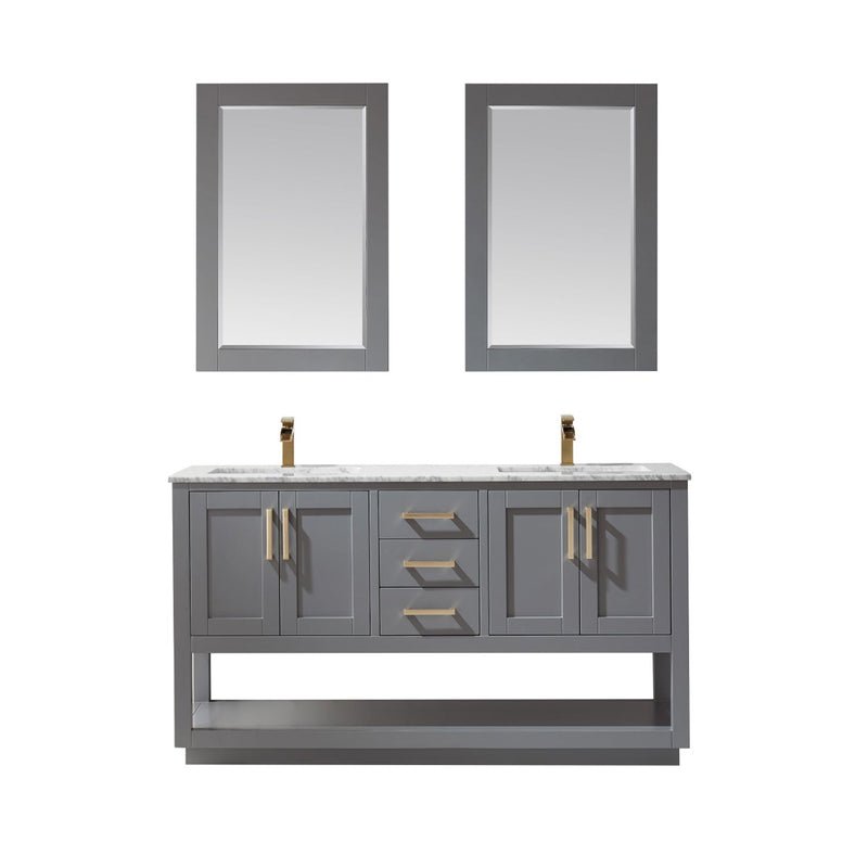 Altair Designs Remi 60" Double Bathroom Vanity Set with Marble Countertop - 532060-WH-CA-NM - Backyard Provider