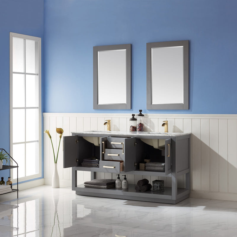 Altair Designs Remi 60" Double Bathroom Vanity Set with Marble Countertop - 532060-WH-CA-NM - Backyard Provider