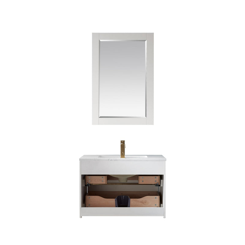 Altair Designs Morgan 30" Single Bathroom Vanity Set in White and Composite Aosta White Stone Countertop - 534030-WH-AW-NM - Backyard Provider